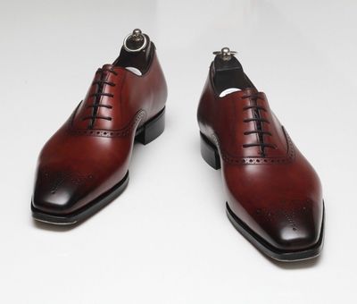 New Handmade Men Formal Leather Shoes, Men Maroon Color Dress Leather Shoes