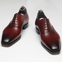New Handmade Men Formal Leather Shoes, Men Maroon Color Dress Leather Shoes - Thumbnail 4