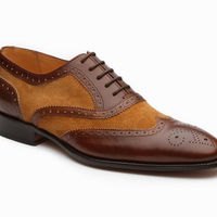 Handmade Wing Tip Bespoke Oxford Spectator Shoes Leather Suede Brogue Shoes - Thumbnail 1