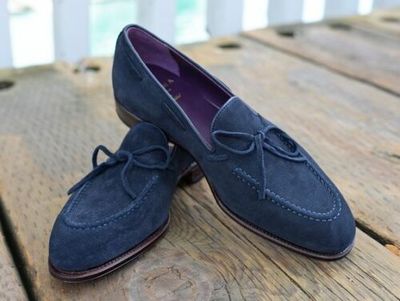 Handmade Men,s Original Blue Suede Loafers Slip Ons Brogues Toe Shoes for Men's