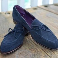 Handmade Men,s Original Blue Suede Loafers Slip Ons Brogues Toe Shoes for Men's - Thumbnail 1