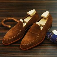 Handmade Men's Brown Color Suede Leather Loafer Slip ons Shoes for Men's - Thumbnail 4