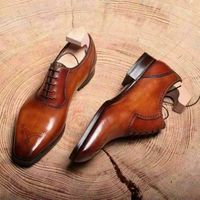 Brown Handmade Men lace up Oxfords Shoes custom lace up shoe for men - Thumbnail 4