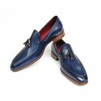 New handmade men's dress shoes ,navy blue leather shoes, tassel formal shoes - Thumbnail 4