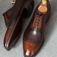 Men two tone brown leather formal lace-up shoes custom leather oxford shoes - Thumbnail 4