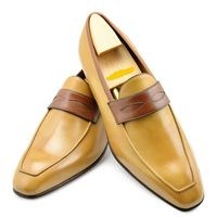 Handmade Men Original Tan Brown Loafers Slip Ons Shoes for Men - Thumbnail 4