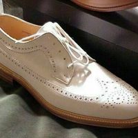 New Pure Handmade White Leather Lace up Brogue Wingtip Dress Shoes for Men's - Thumbnail 1