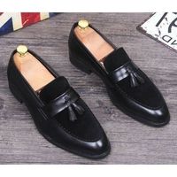 Handmade Black Suede Moccasin Slipper Tussle Leather Dress Formal Office Shoes - Thumbnail 1