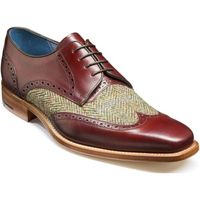 Handmade Maroon Tweed Leather Two Tone Shoes Wingtip Cap Dress Formal - Thumbnail 4