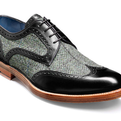 Handmade oxford wingtip leather tweed shoes brogue tuxedo shoes formal shoes