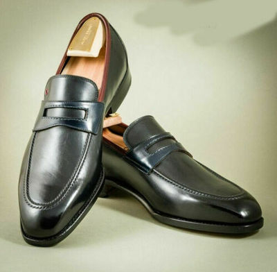 Handmade black loafer shoes, leather shoes for men, men dress moccasin shoes