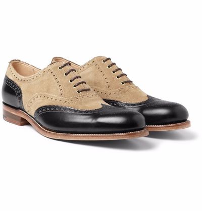 Handmade Two Tone Leather Suede Shoes Wingtip Oxford Dress Formal Shoes