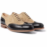 Handmade Two Tone Leather Suede Shoes Wingtip Oxford Dress Formal Shoes - Thumbnail 4