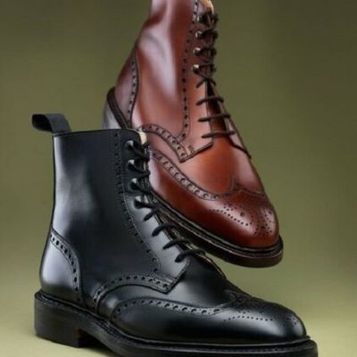 Handmade men brown leather ankle boots, men's black ankle boots 2 pair hot sale - Thumbnail 5