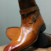 Handmade Men Alligator skin Jodhpurs boot, Men Crocodile Texture casual boots - Thumbnail 1