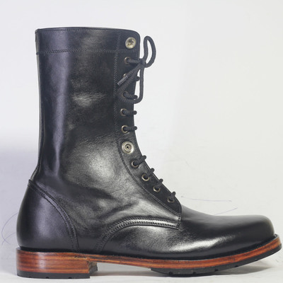 Handmade black ankle high leather lace up boot for men's - Thumbnail 4