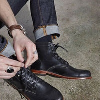 Handmade black ankle leather boots, Men lace up boots, Stylish casual ankle boot - Thumbnail 1