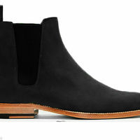 MEN.S HANDMADE CHELSEA SUEDE LEATHER HUNTER BLACK BOOT FOR MENS - Thumbnail 4