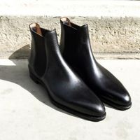 Handmade Men Black Leather Chelsea Boots, Formal Boots for Men, Office Wear Boot - Thumbnail 4