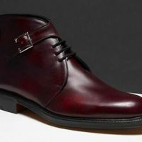 Handmade Men Dark burgundy Chukka boots, Men Dress lace up ankle high monk boots - Thumbnail 1