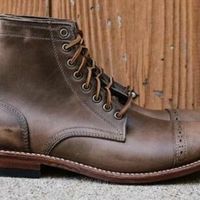 New Handmade Men’s Ankle High Leather Lace Up Boots, Men’s Brown Color Cap Toe - Thumbnail 4