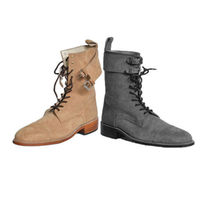 Handmade Men's Beige Suede Long Lace up Boots, Men Ankle Boots 2 PAIR HOT SALE - Thumbnail 1
