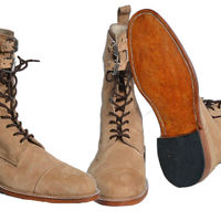 Handmade Men's Beige Suede Long Lace up Boots, Men Ankle Boots 2 PAIR HOT SALE - Thumbnail 3