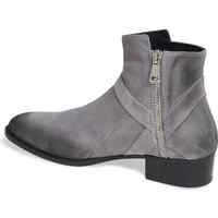 Handmade Men Gray Suede Side zipper boots, Men gray ankle boots - Thumbnail 1