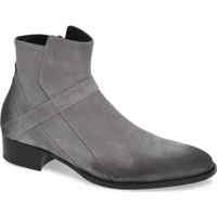 Handmade Men Gray Suede Side zipper boots, Men gray ankle boots - Thumbnail 4
