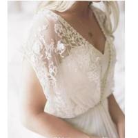 Summer Bohemian Wedding Dresses Cheap Sheer Neck Appliques Backless Boho Chiffon Beach beaded wedding dress Long Bridal Gowns，407 - Thumbnail 1