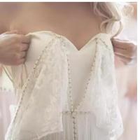 Summer Bohemian Wedding Dresses Cheap Sheer Neck Appliques Backless Boho Chiffon Beach beaded wedding dress Long Bridal Gowns，407 - Thumbnail 2