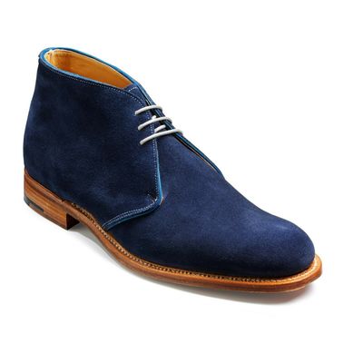 Men's handmade navy blue half ankle high suede chukka lace up stylish boots - Thumbnail 4