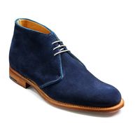 Men's Handmade Navy Blue Half Ankle High Suede Chukka Lace Up Stylish Boots - Thumbnail 4