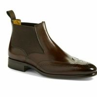 Brown Chelsea Boots Handmade Leather Boot Men's wing Toe Slip On Boot - Thumbnail 1