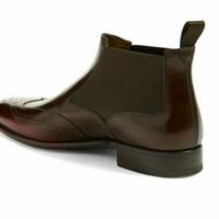 Brown Chelsea Boots Handmade Leather Boot Men's wing Toe Slip On Boot - Thumbnail 2