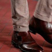 New Handmade Monk Style Leather Boot 2 Strap, Hand-Antiqued 2-Buckle Boots - Thumbnail 4