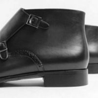 Mens Handmade Latest Double Monk Straps with Brogues Leather Boots, Men footwear - Thumbnail 2
