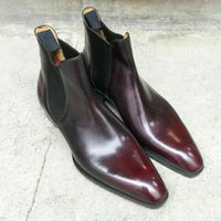 Men's Chelsea boots black Burgundy Ankle Chelsea boots, men's Canada leather for men's - Thumbnail 4