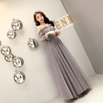 Elegant tulle sequins long prom dress  - Thumbnail 5