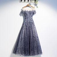 Elegant tulle sequins long prom gown - Thumbnail 4