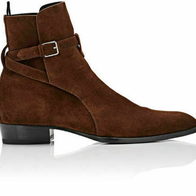Coffee brown ankle boot, men brown suede jodhpurs suede leather ankle boots - Thumbnail 3
