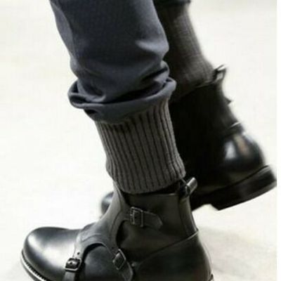 Handmade mens triple monk strap leather boots,mens black leather boots, - Thumbnail 4
