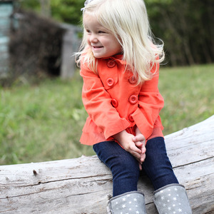 Orange Double Button Lace Coat - Thumbnail 2