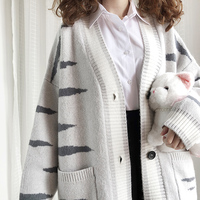 Harajuku blue sky and white cloud sweater coat - Thumbnail 3