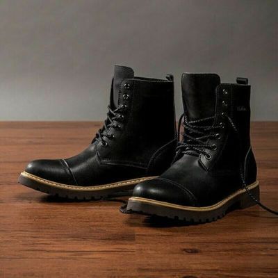 Handmade men's black military boots, dress bots, for men, working combat boots - Thumbnail 4