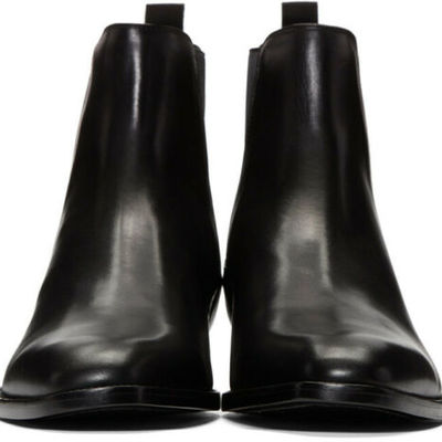 Handmade men black pointed toe chelsea boots, men black leather ankle boots - Thumbnail 4