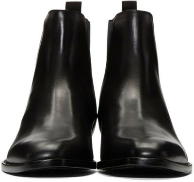 Handmade Men Black Pointed Toe Chelsea Boots, Men Black Leather Ankle Boots