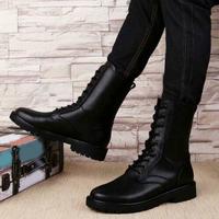 Men's Black Color High Ankle Genuine Leather Lace Up Cap Toe Handmade Shoes - Thumbnail 2
