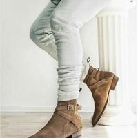 Handmade Men Tan Beige Suede Boots, Dress Jodhpur Style Boots, Monk Strap boots - Thumbnail 4