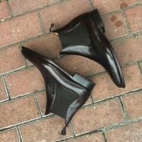 Men's Handmade Black color Chelsea Leather Boots ,Men Ankle High Leather boot - Thumbnail 1